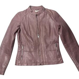 ⭐️5/25⭐️Elegant Mauve Leather Jacket for Women